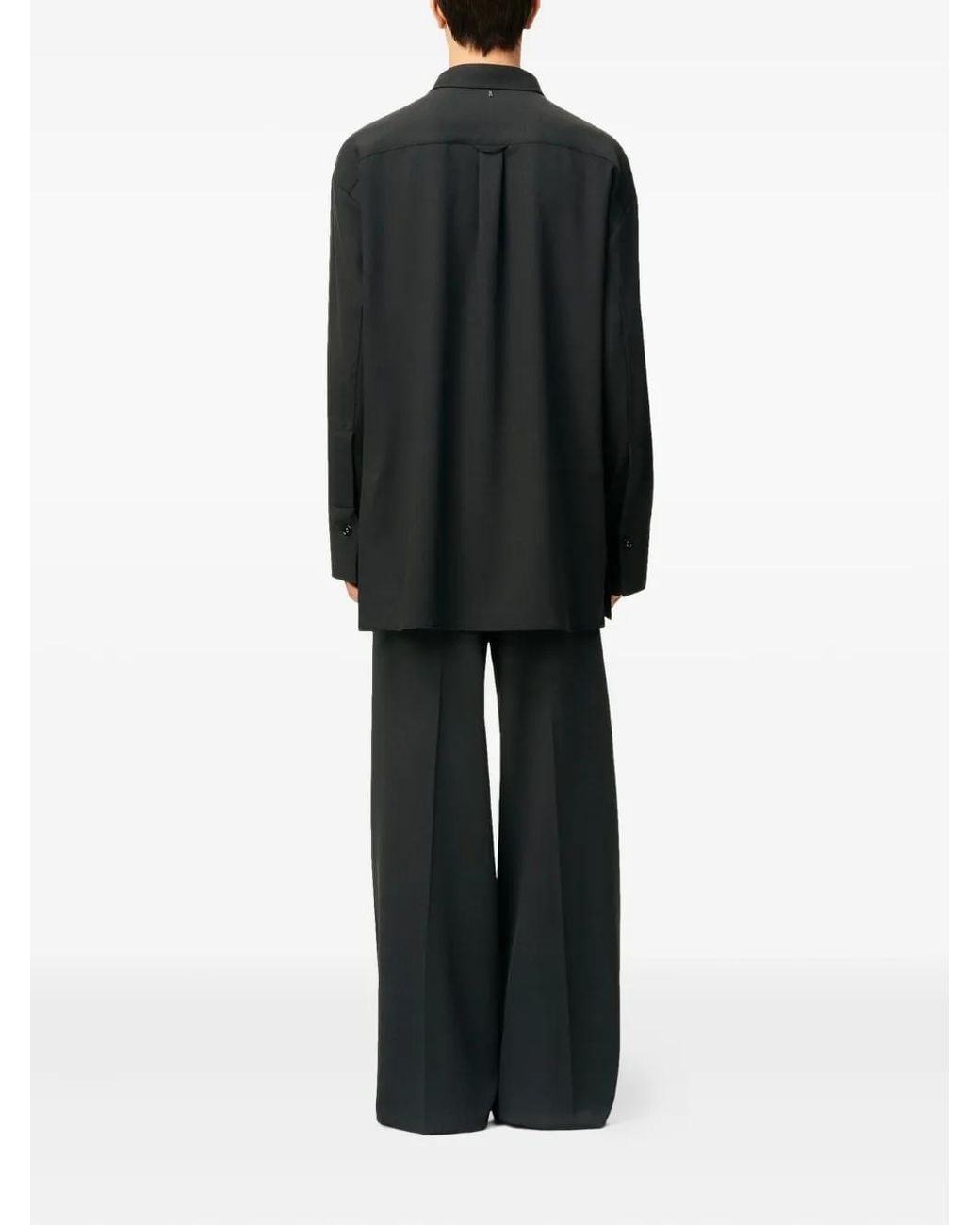 AMI Black Wool Oversized Shirt for men