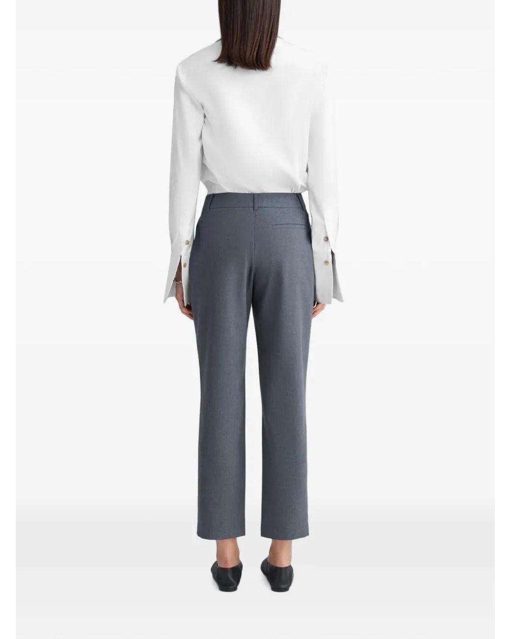 Anna Quan Gray Juliette Button-Detail Trousers