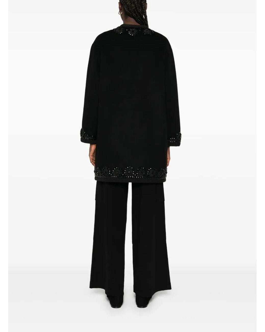 P.A.R.O.S.H. Black Embellished Floral Coat