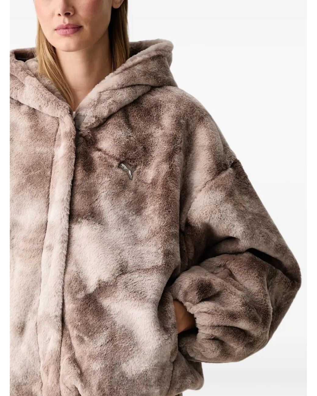 PUMA Brown Street Glam Oversized Fleece Jacket