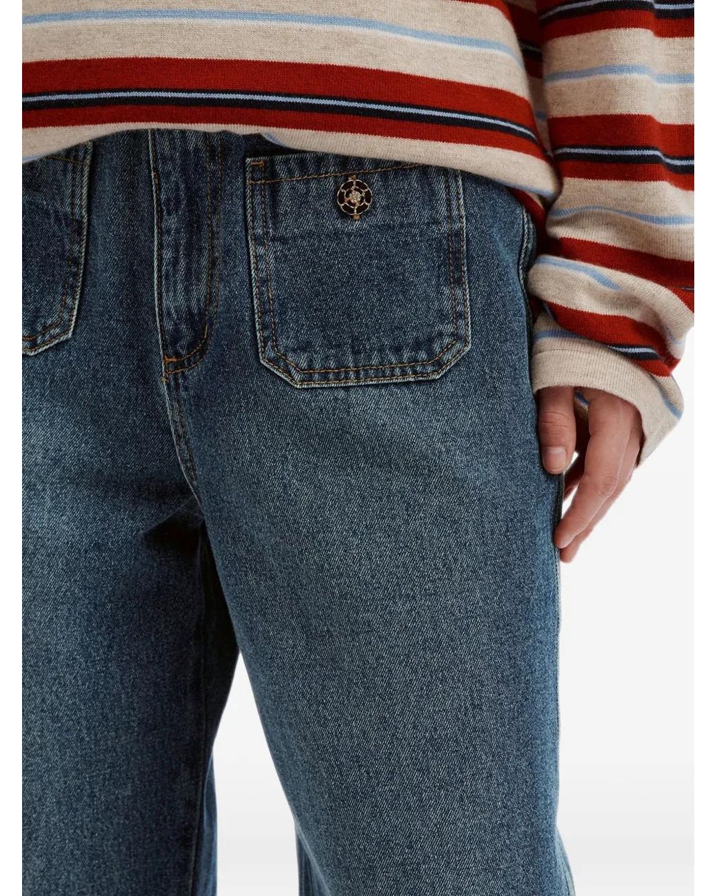 B+ AB Blue Patch-Pocket Wide-Leg Jeans