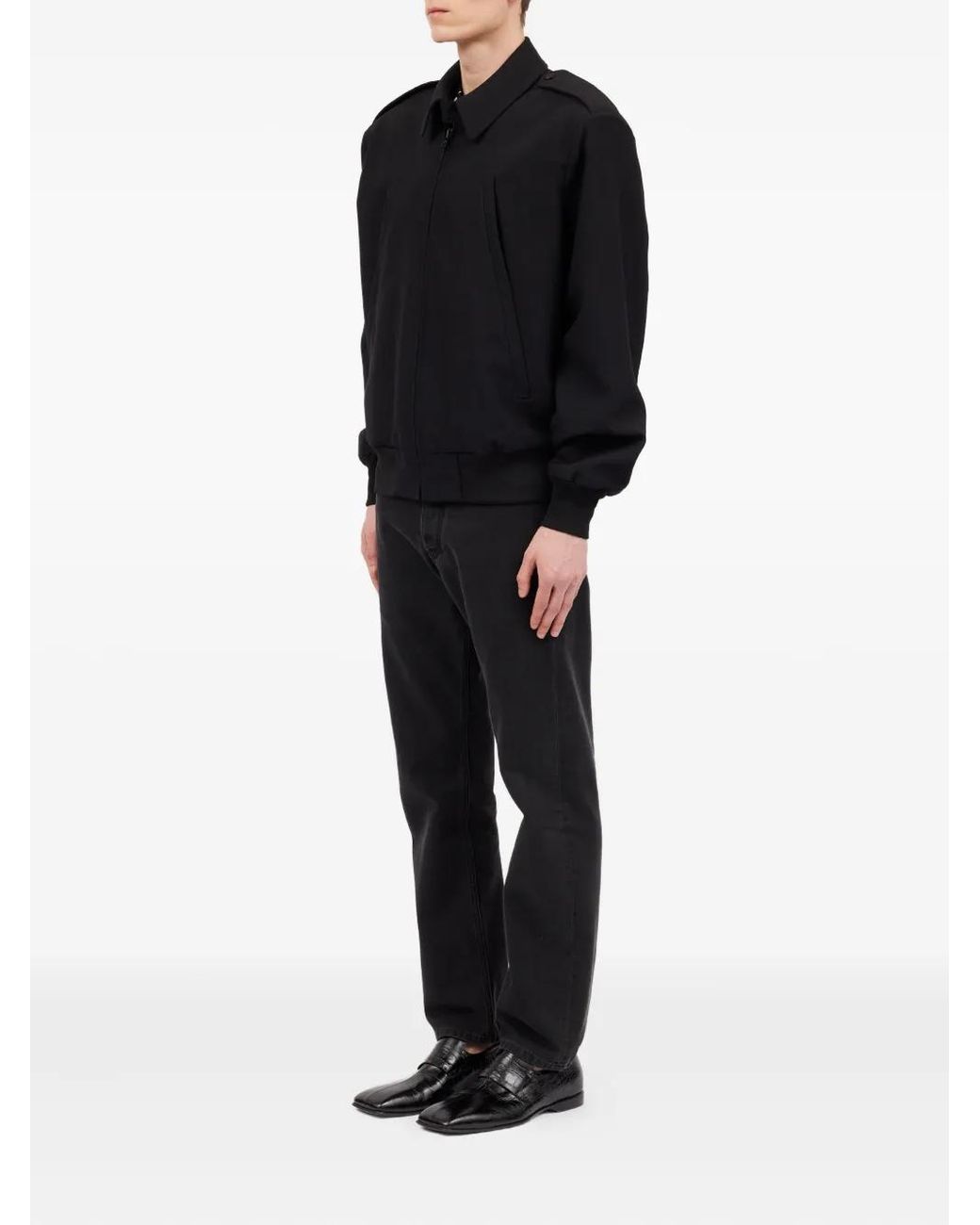 MM6 by Maison Margiela Black Collared Wool Jacket for men