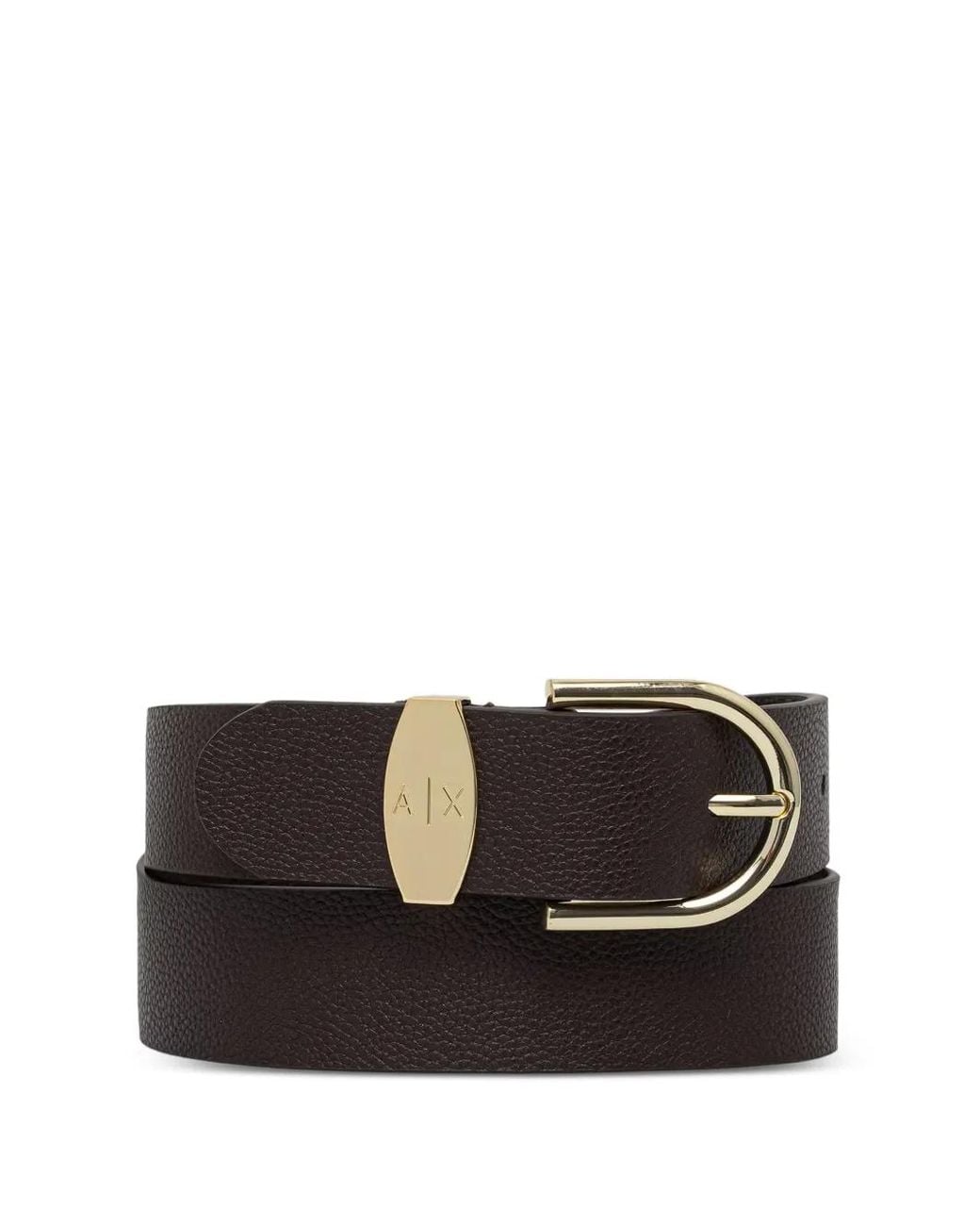 ARMANI EXCHANGE Black Logo-Plaque Pebbled-Effect Belt