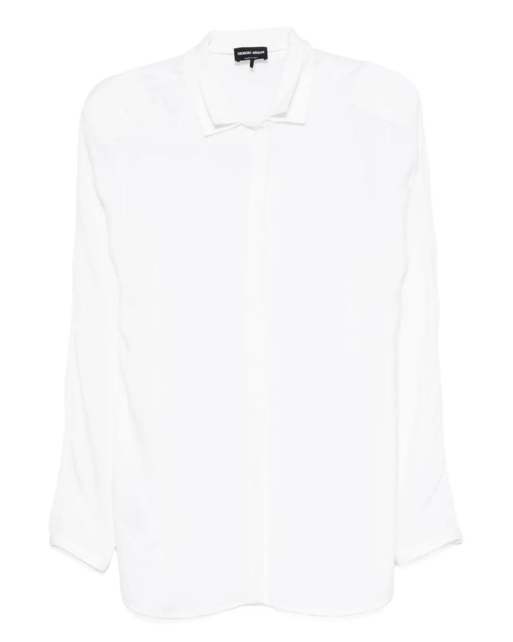 Giorgio Armani White Long-Sleeve Collared Shirt