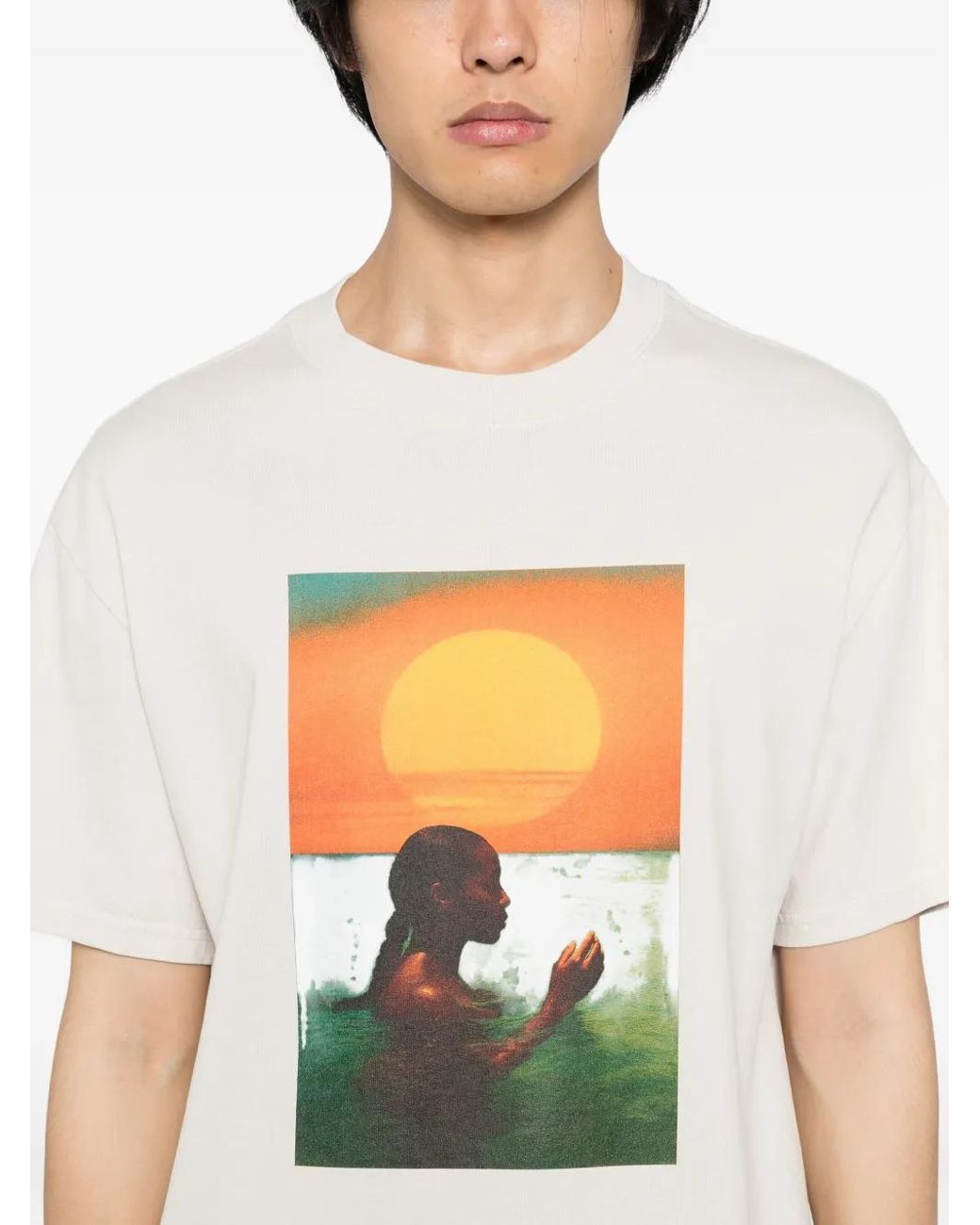 Melt White Graphic-Printed T-Shirt for men