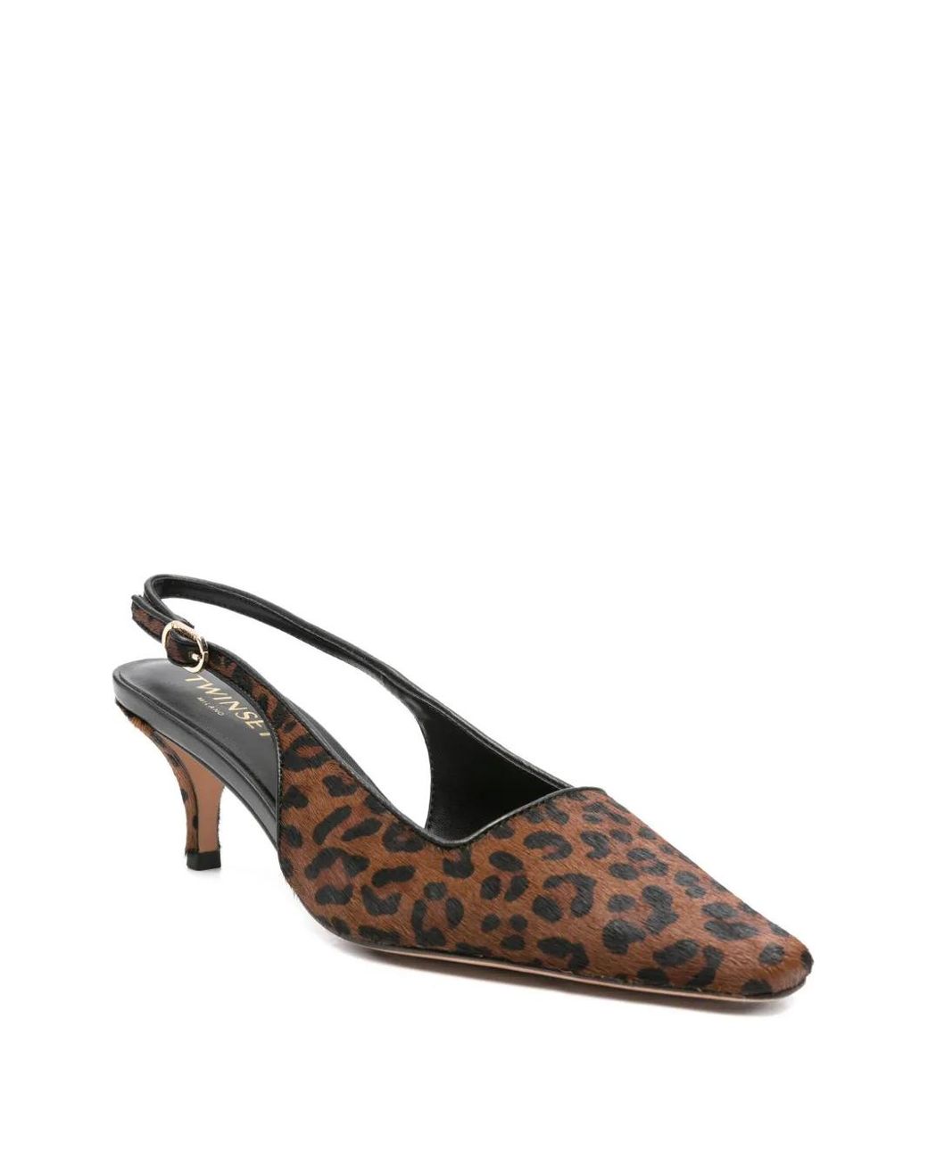 Twinset Brown 70Mm Slingback Leopard Pumps