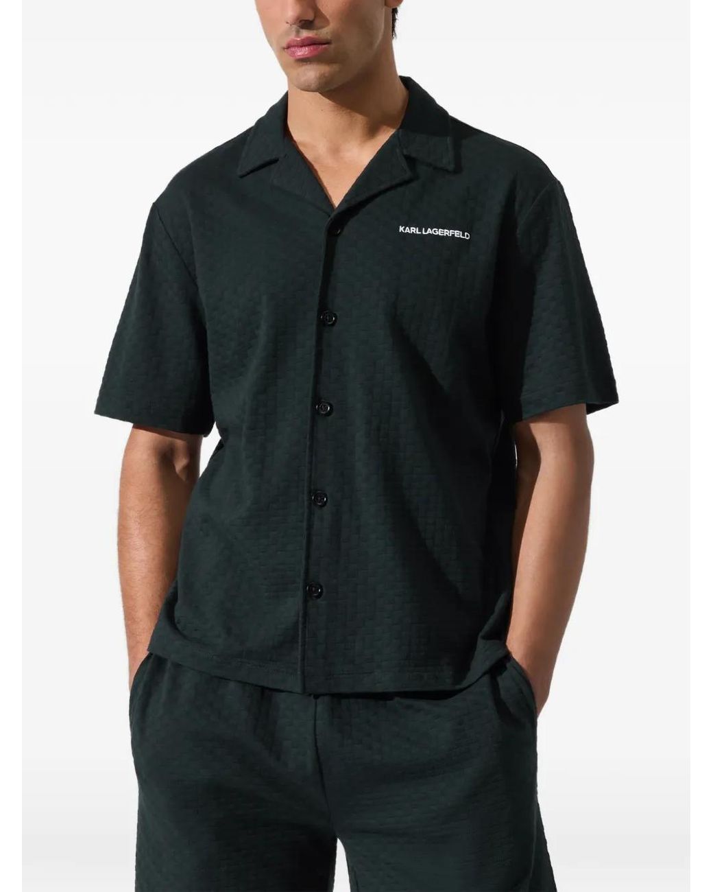 Karl Lagerfeld Black Logo-Embroidered Shirt for men