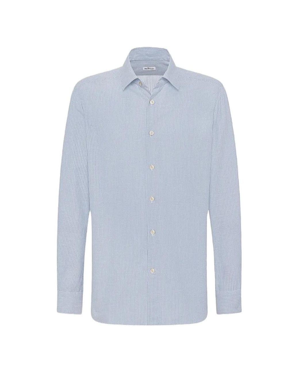Kiton Blue Striped Cotton Shirt for men