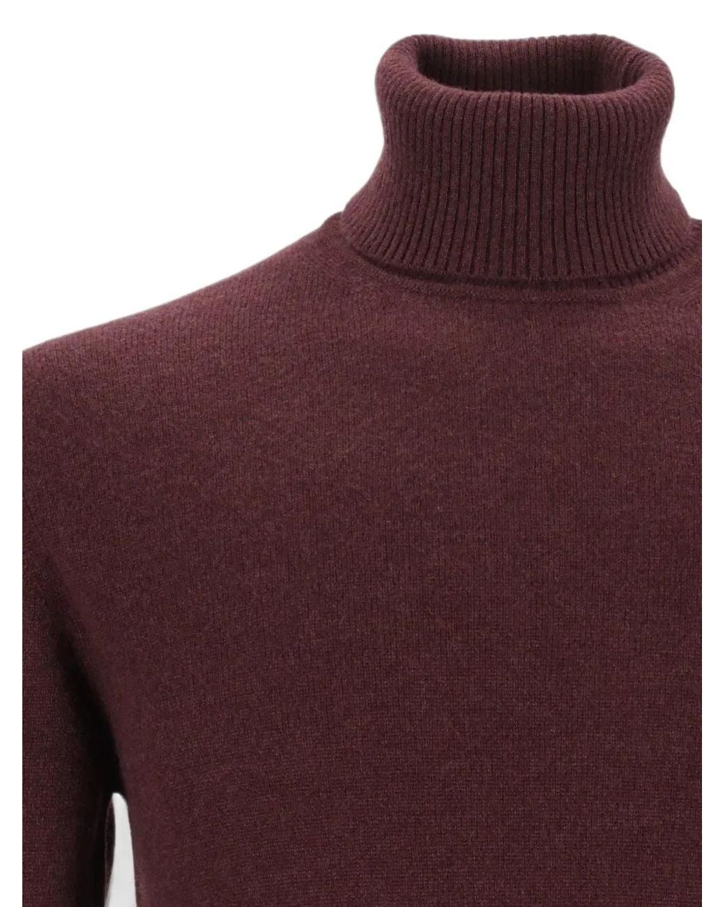 Emporio Armani Purple Pure Plain Stich Cashmere Knit Turtleneck Sweater With Tonal Eagle Embroidery for men