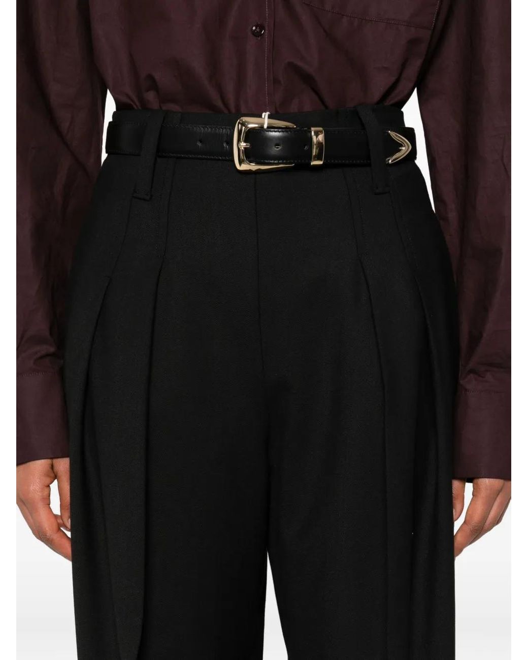 Victoria Beckham Black Pleated Trousers