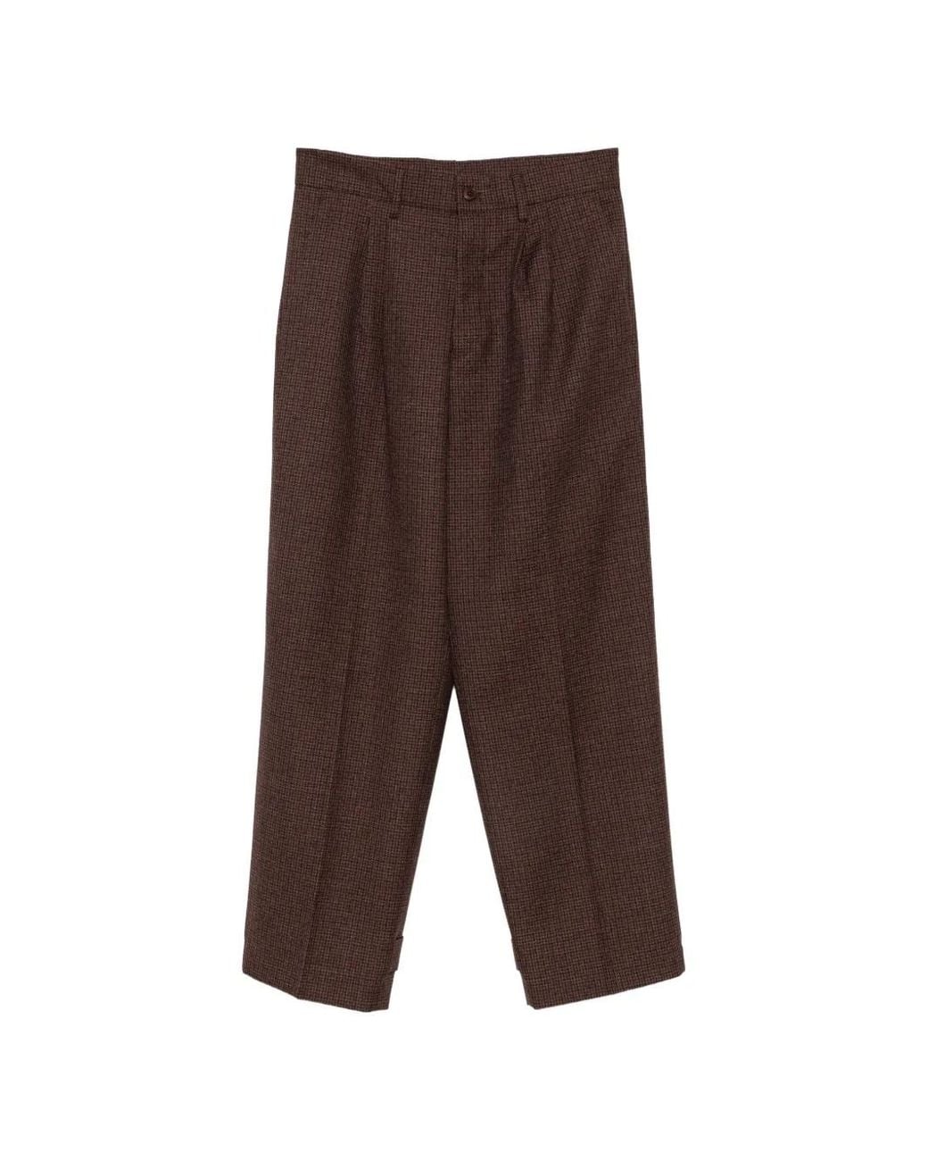 Costumein Brown Checked Button-Tab Trousers for men