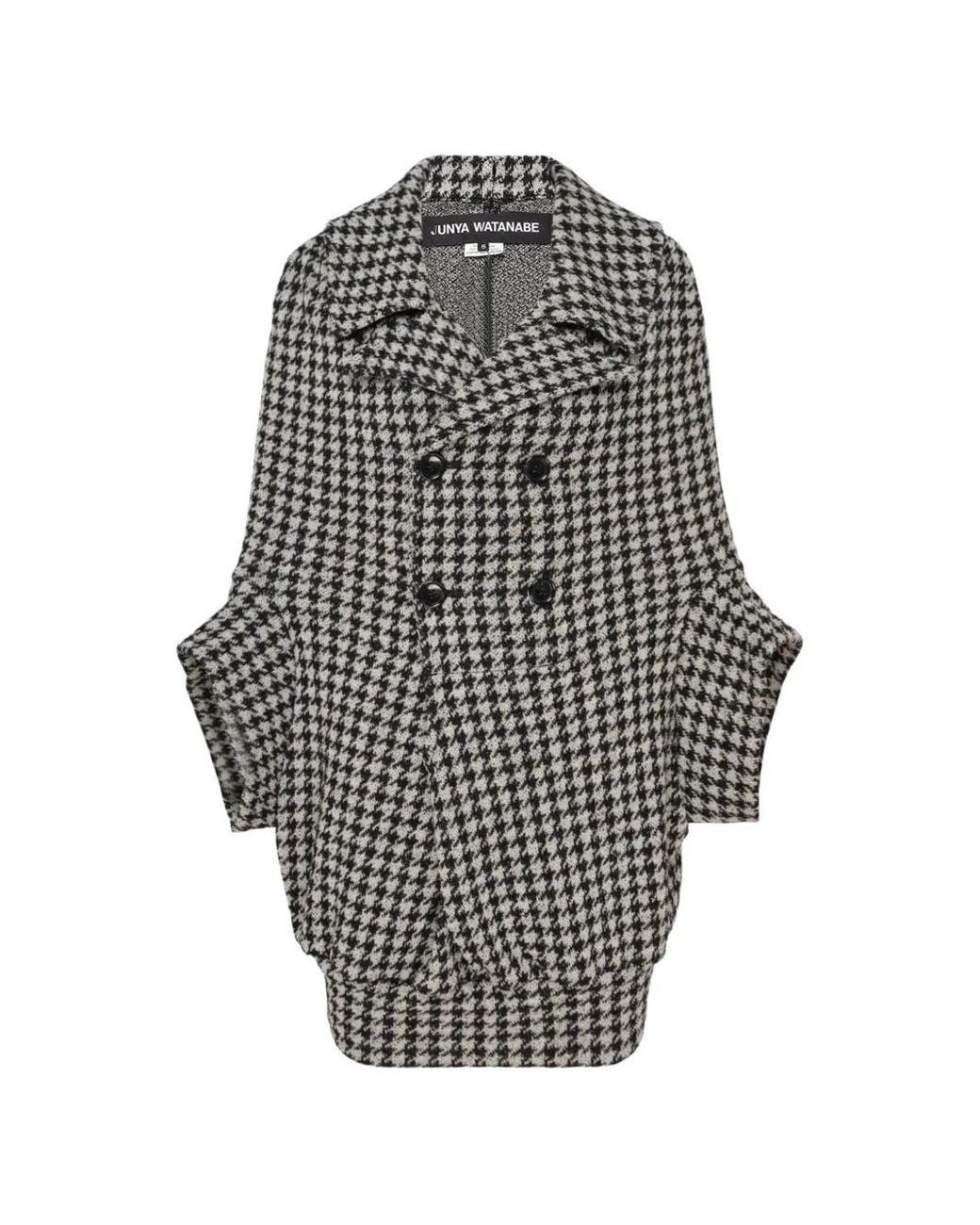 Junya Watanabe Gray Houndstooth Double-Breasted Jacket