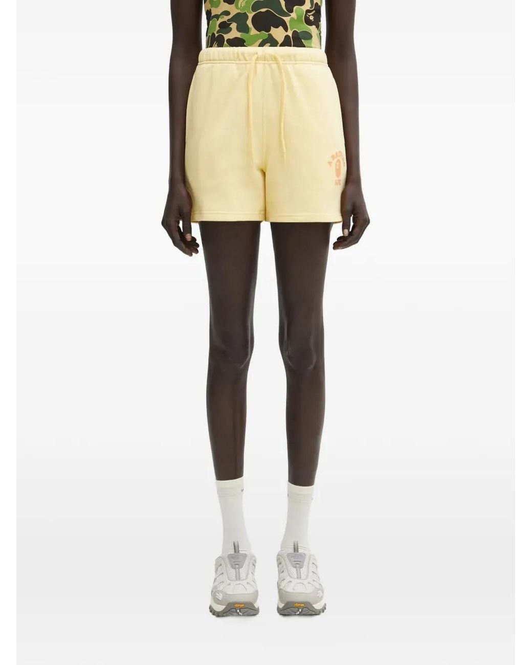 A Bathing Ape Natural Short À Logo Imprimé
