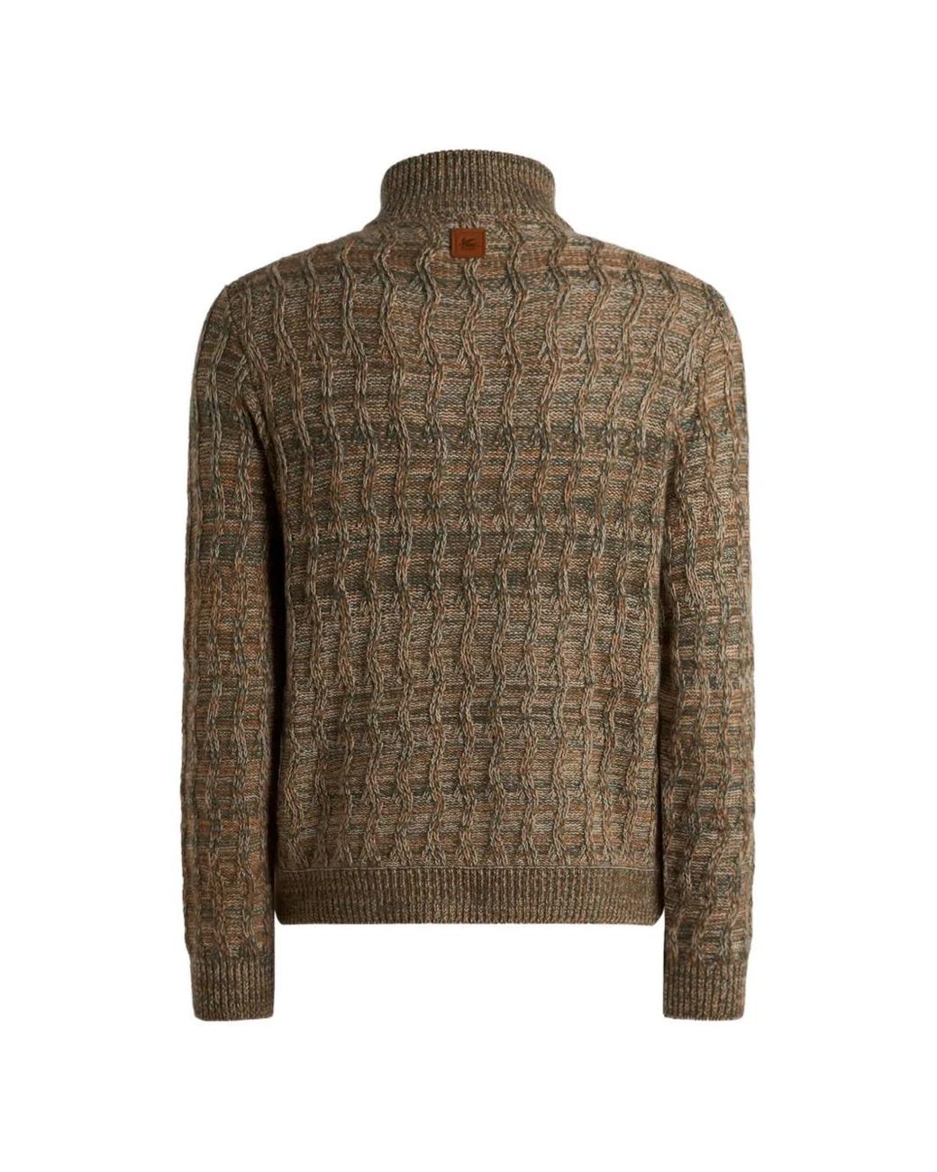 Etro Brown Cable-Knit Cashmere Sweater With Zip for men