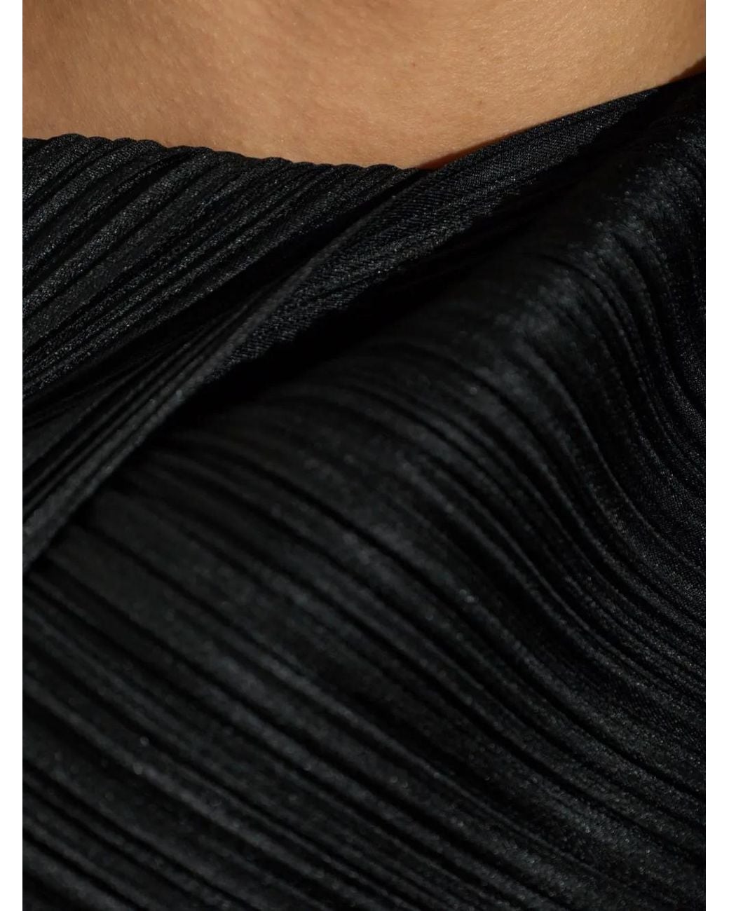 Pleats Please Issey Miyake Black Asymmetric Pleated Top
