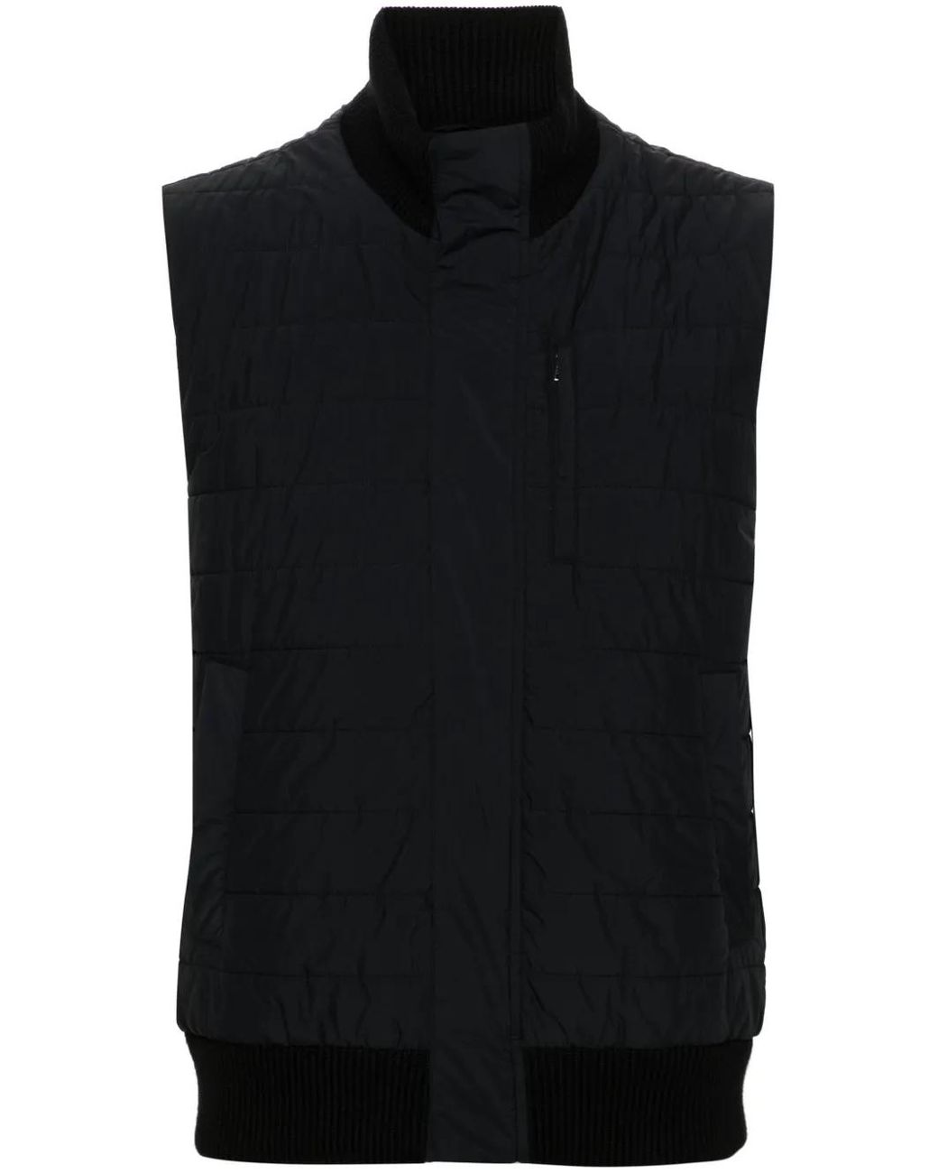 Herno Black Quilted Zip-Up Gilet for men