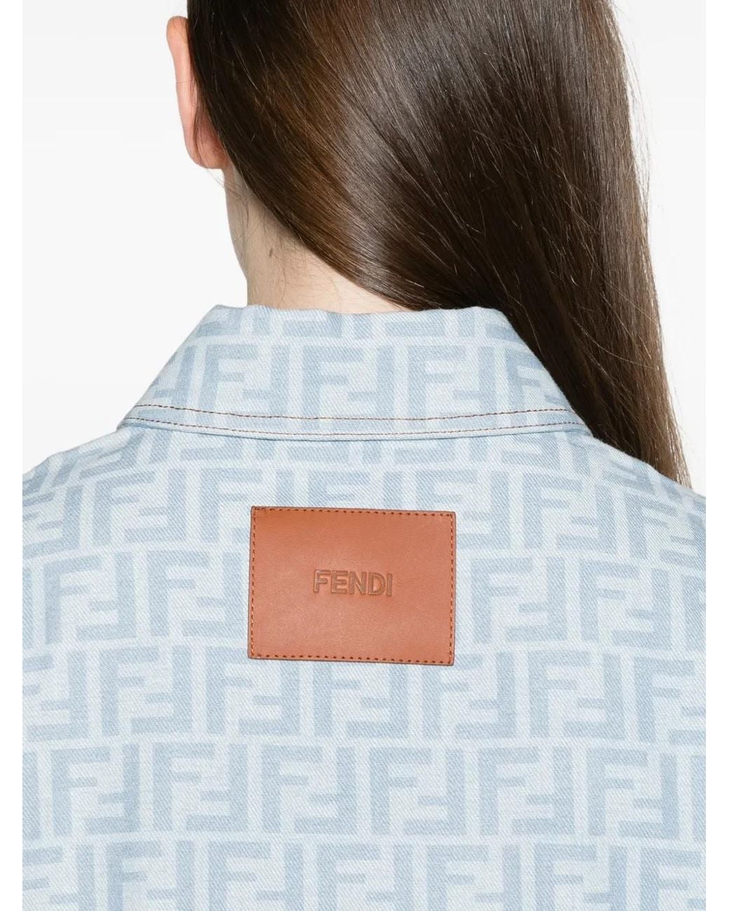 Fendi Lichtblauw Denim Ff Jack in het White