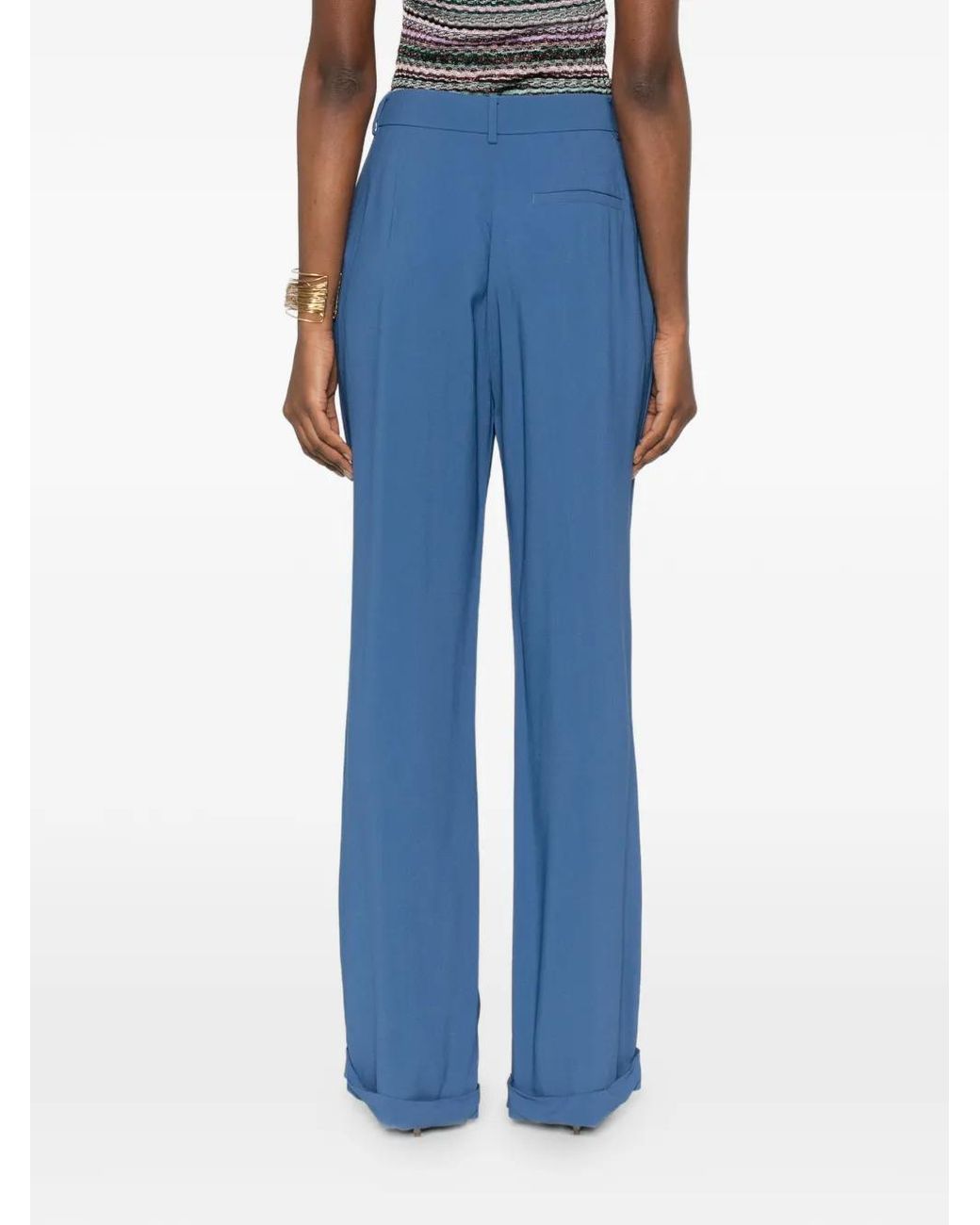 Missoni Blue Pantalon Palazzo À Design Plissé