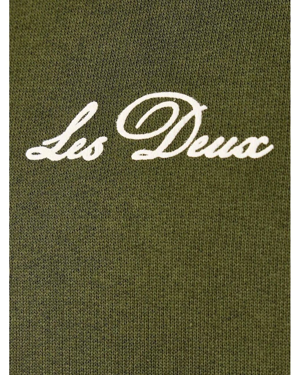Les Deux Green Logo-Embroidered Drawstring Hoodie for men