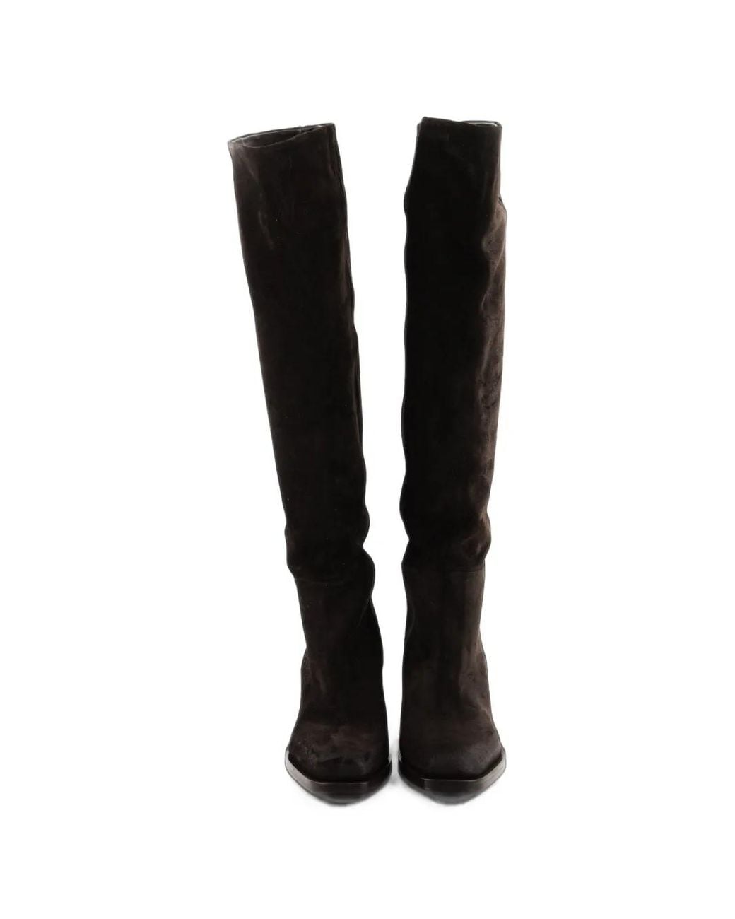 Elena Iachi Black Square-Toe Knee-High Boots