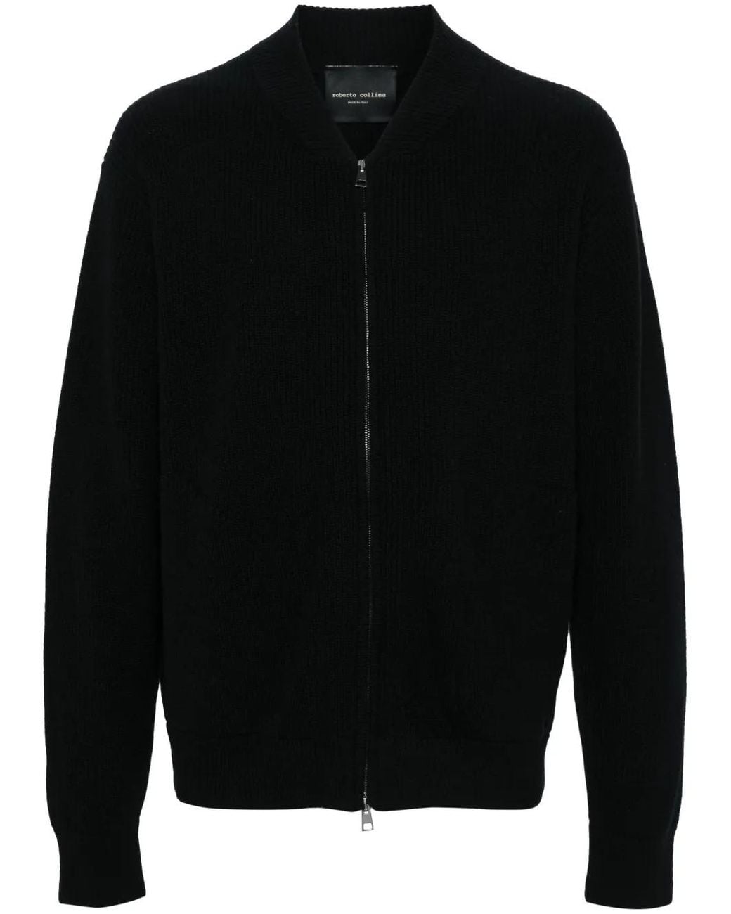 Roberto Collina Black Ribbed Cardigan for men