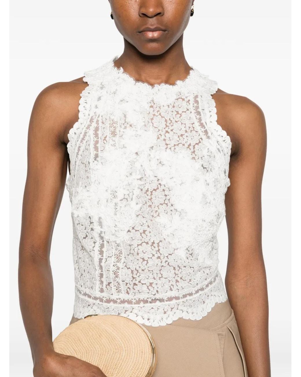 Ermanno Scervino White All-Over-Embroidered Top