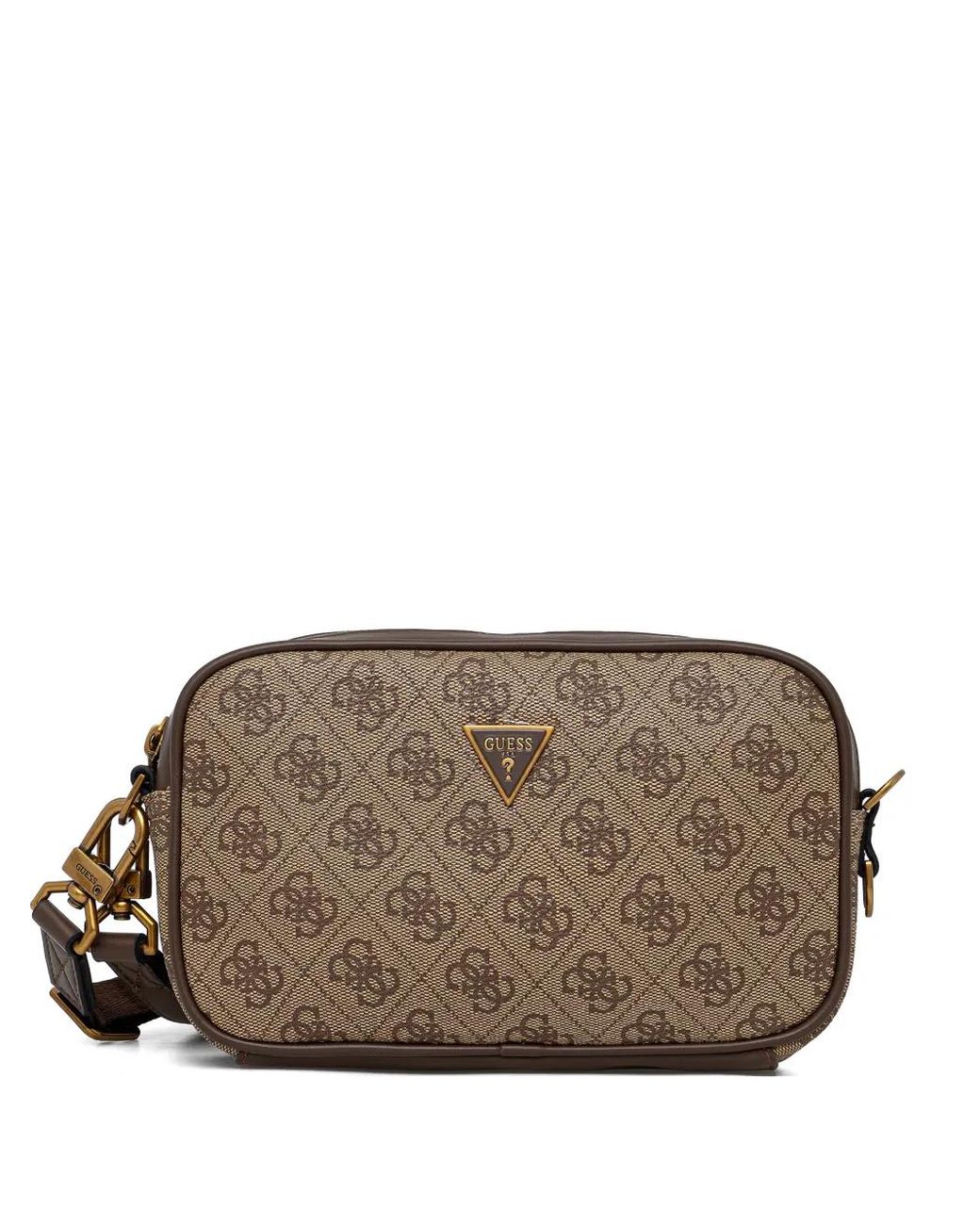 Guess Brown Milano Monogram-Pattern Logo Messenger Bag for men
