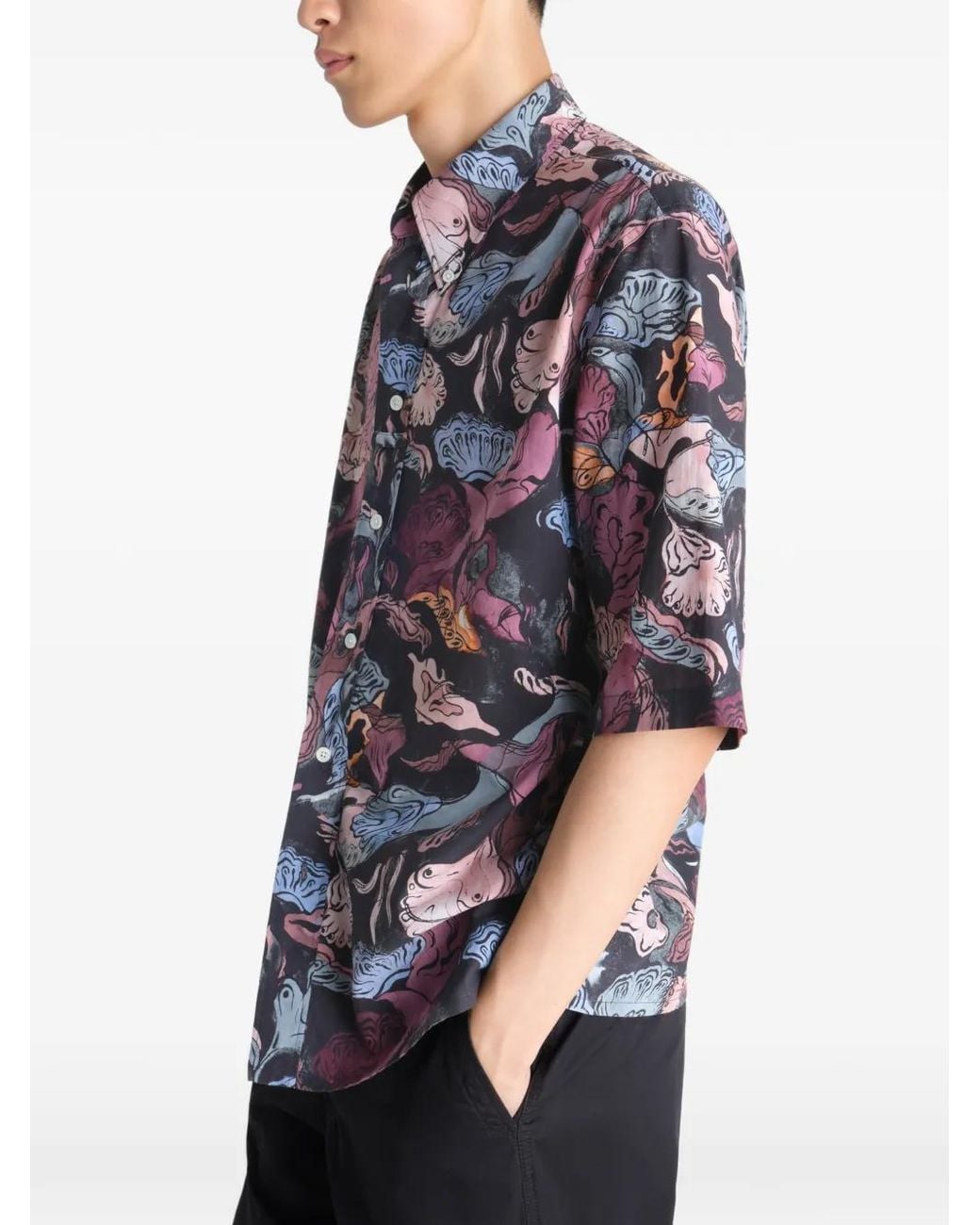 Lemaire Purple Short Sleeve Shirt for men