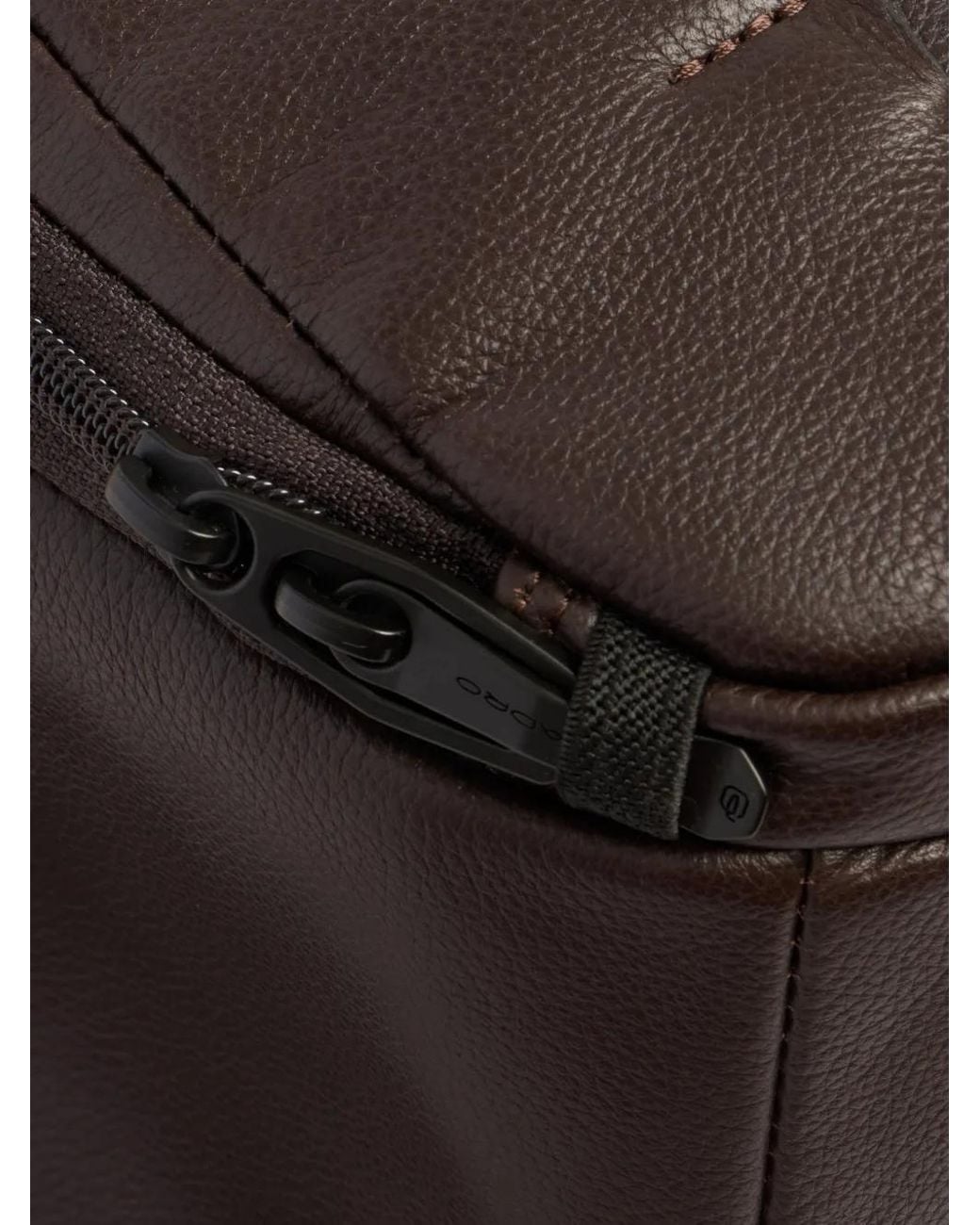 Piquadro Brown Grained Leather Backpack for men
