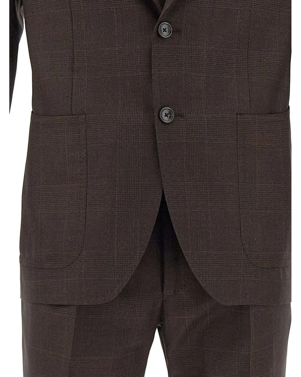 Tagliatore Brown Prince Of Wales Check Suit for men