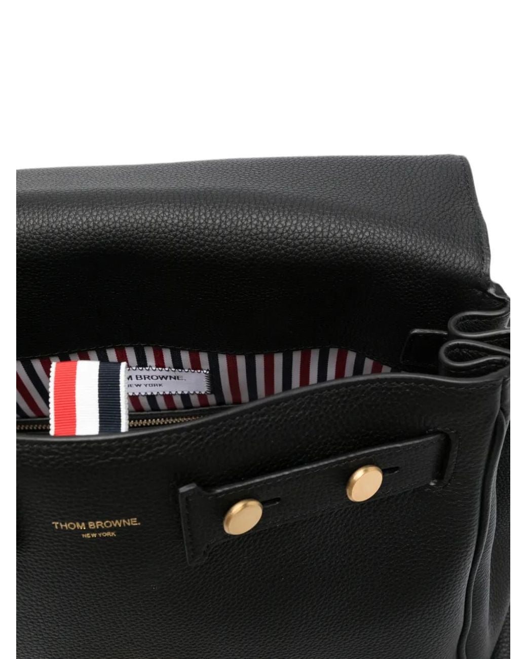 Thom Browne Black Bolton Pebbled-Leather Push-Lock Backpack for men