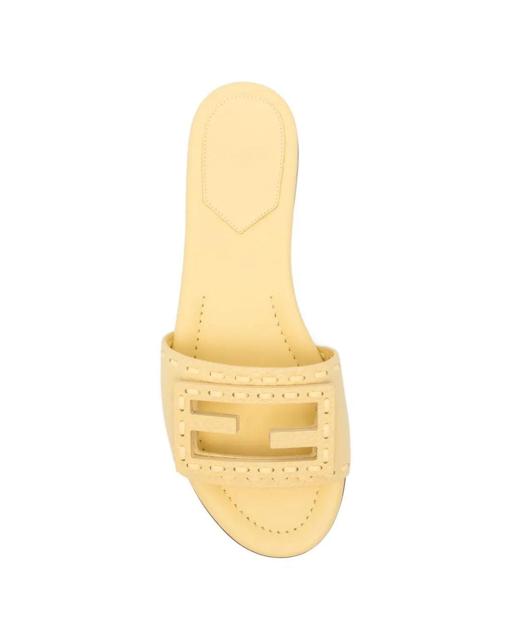 Fendi Metallic Baguette Leather Slides