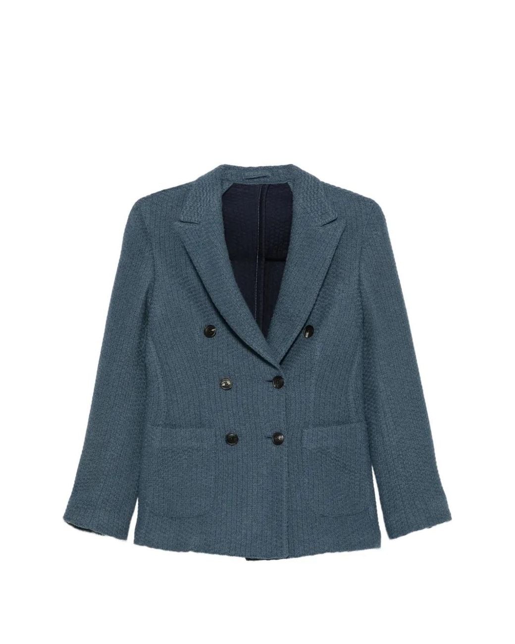 Eleventy Blue Double-Breasted Cashmere Jacket