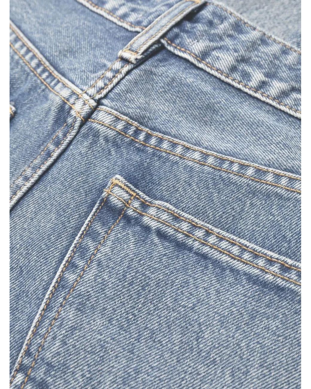 Ganni Blue Logo-Patch Straight-Leg Jeans
