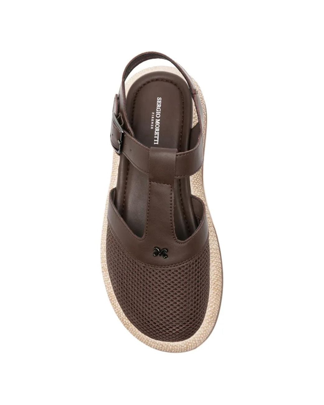 SERGIO MORETTI FIRENZE Brown Mesh-Panelled Platform Sandals