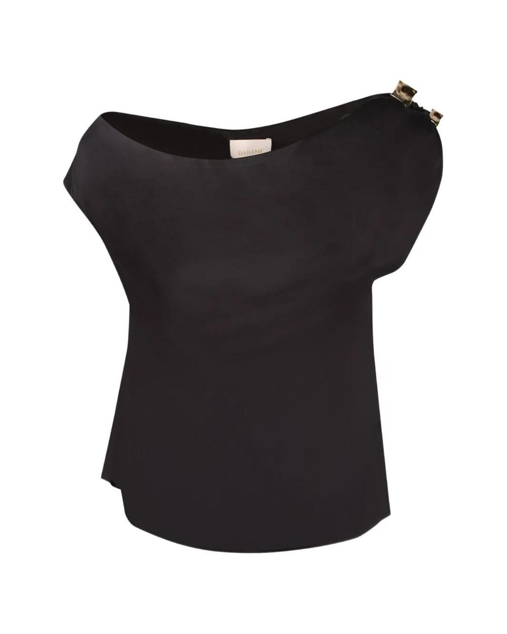 Danamé Black Embellished Boat-Neck Top