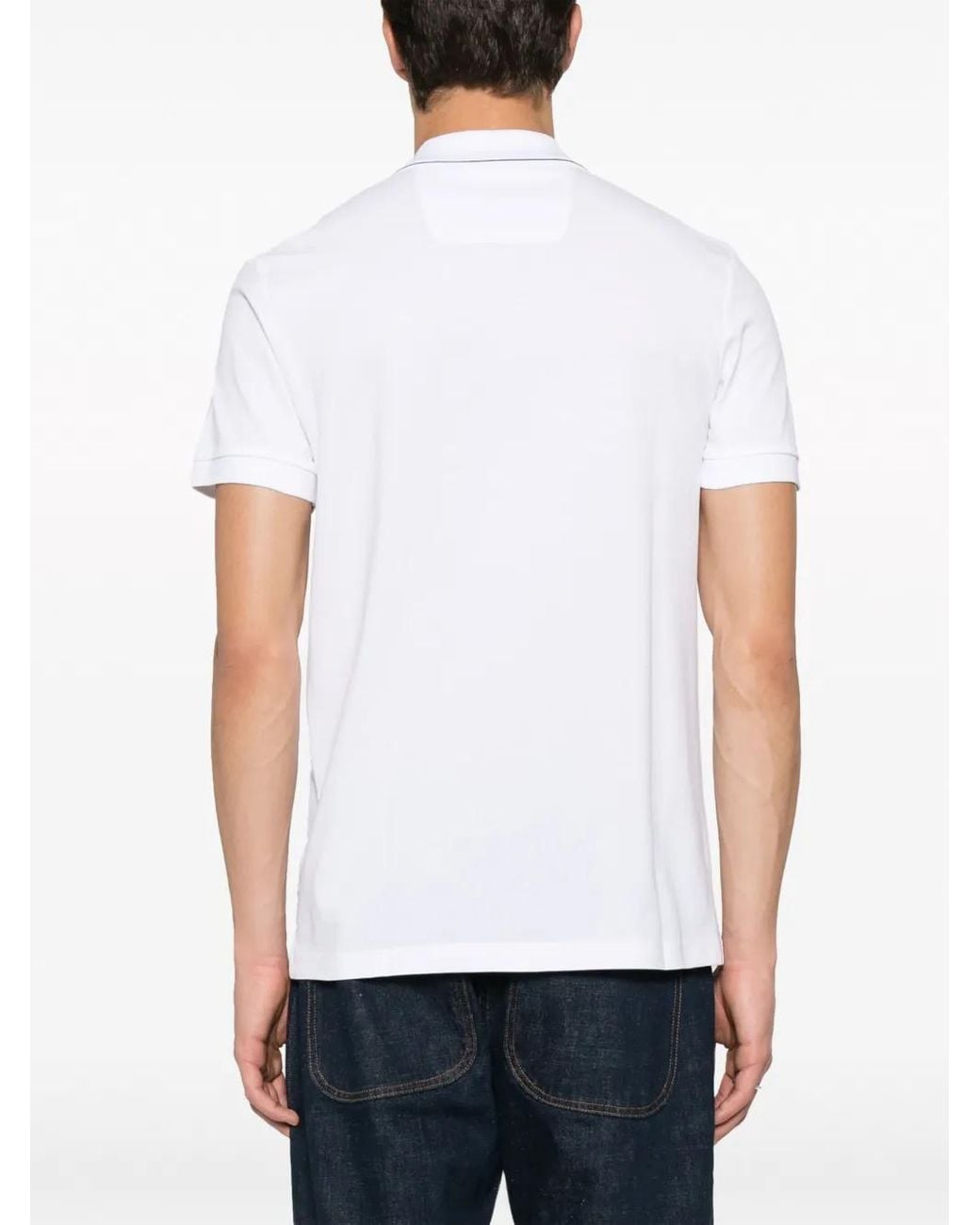 Boss White Cotton-Piqué Slim-Fit Polo Shirt With Collar Stripe for men