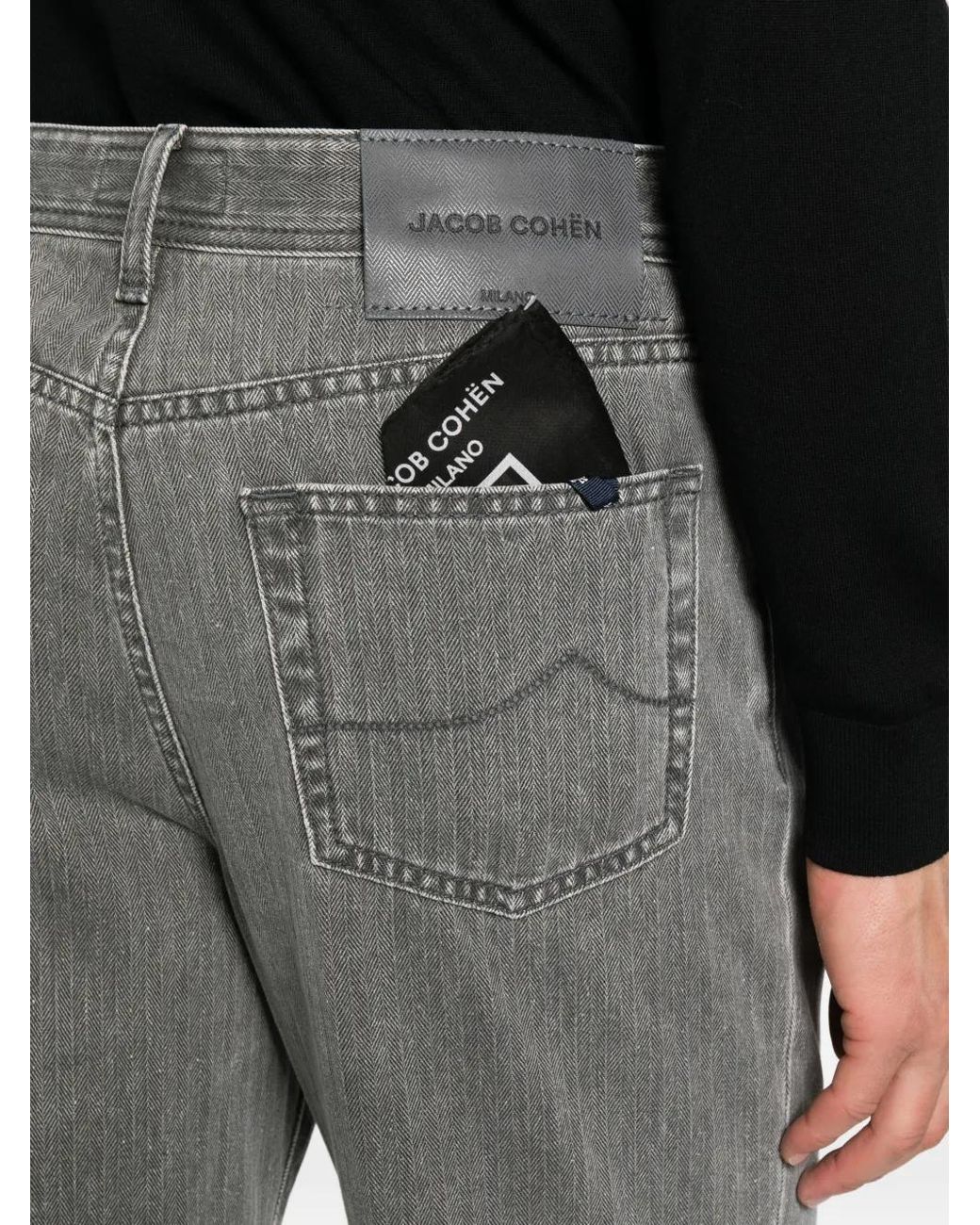 Jacob Cohen Black Herringbone-Pattern Jeans for men