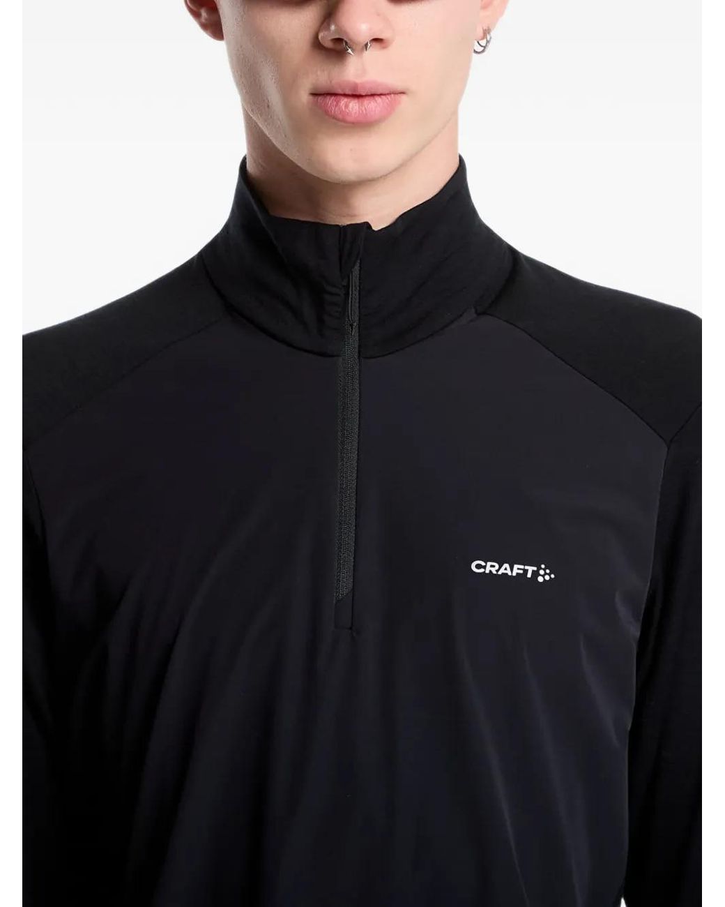 C.r.a.f.t Black T-Shirt Wind Hz À Manches Longues Et Col Zippé for men