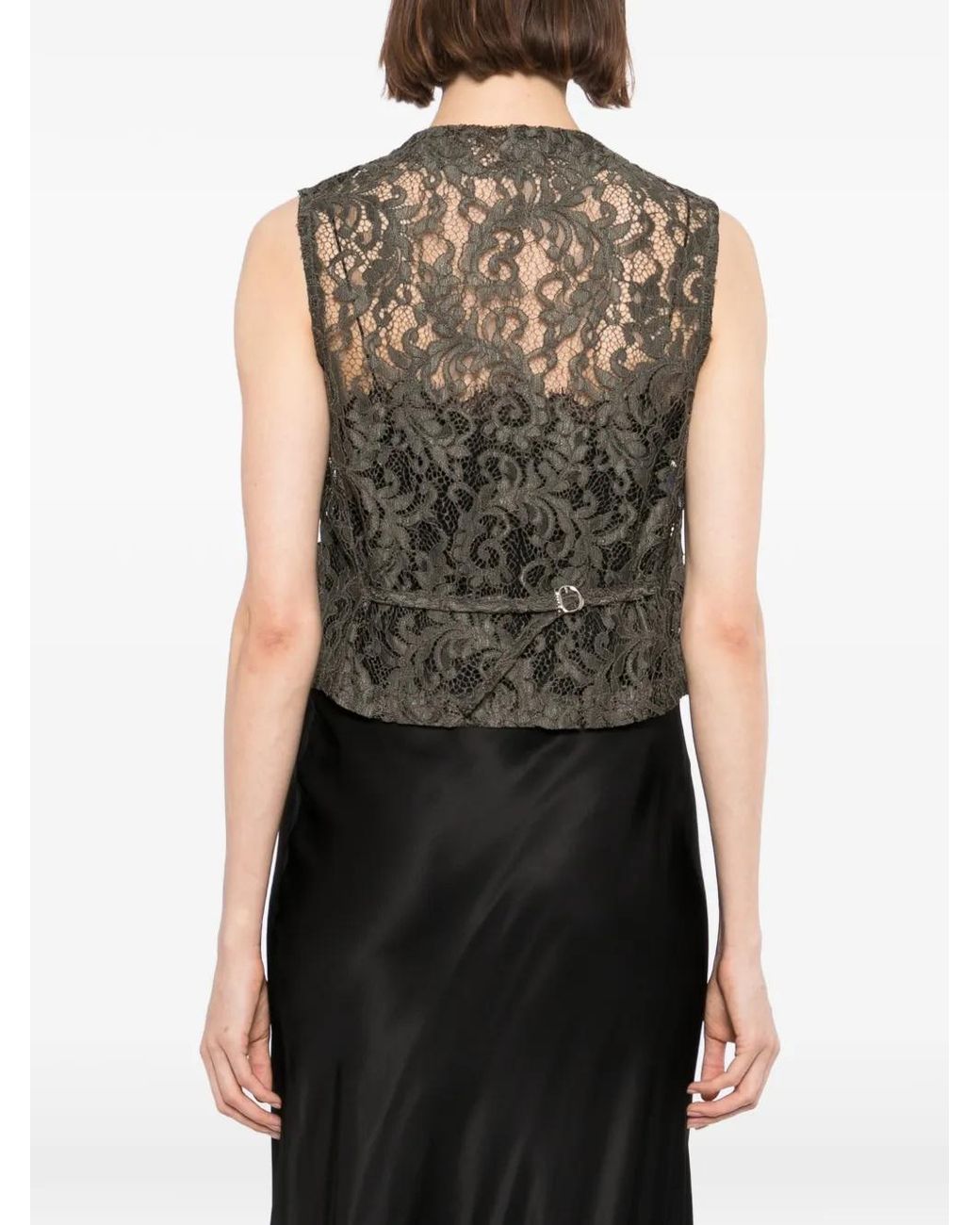 BLAKLACE Gray Lace V-Neck Top