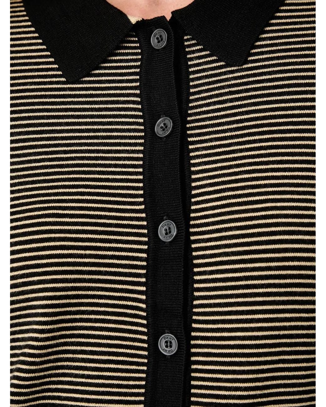 DKNY Black Striped Short-Sleeved Cardigan