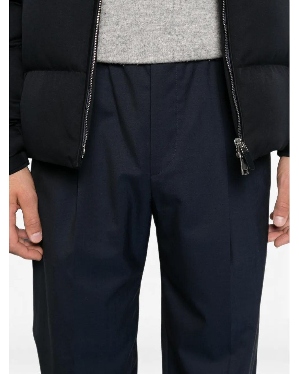 Zegna Blue Pleated Elasticated-Waistband Trousers for men