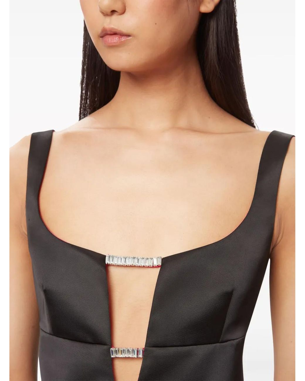 Nina Ricci Satin-Finish A-Line Minidress in Black | Lyst