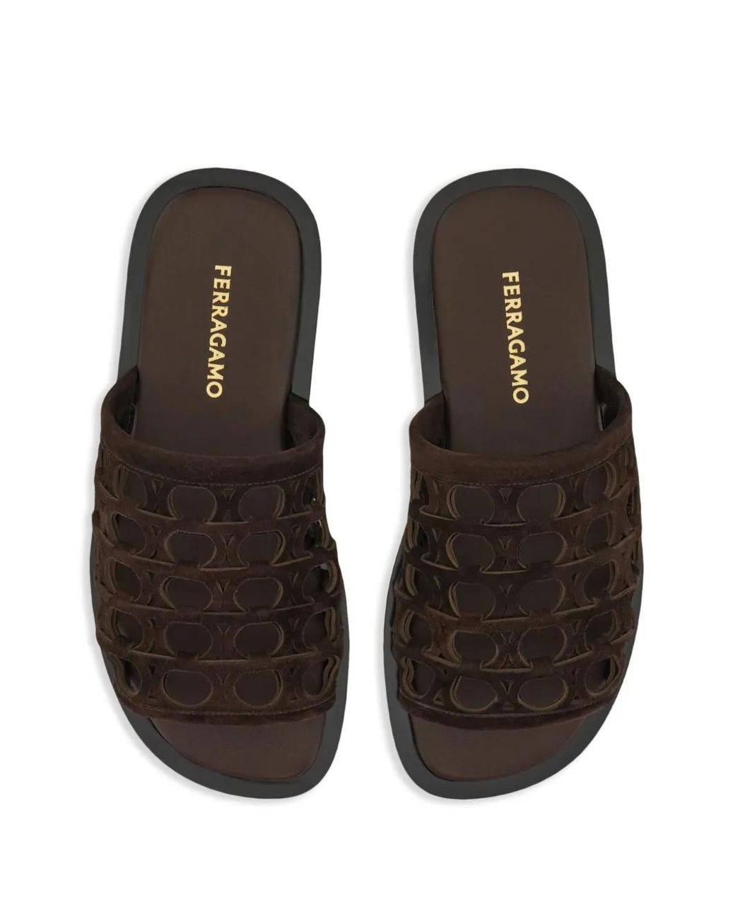 Ferragamo Black Gancini Slides for men