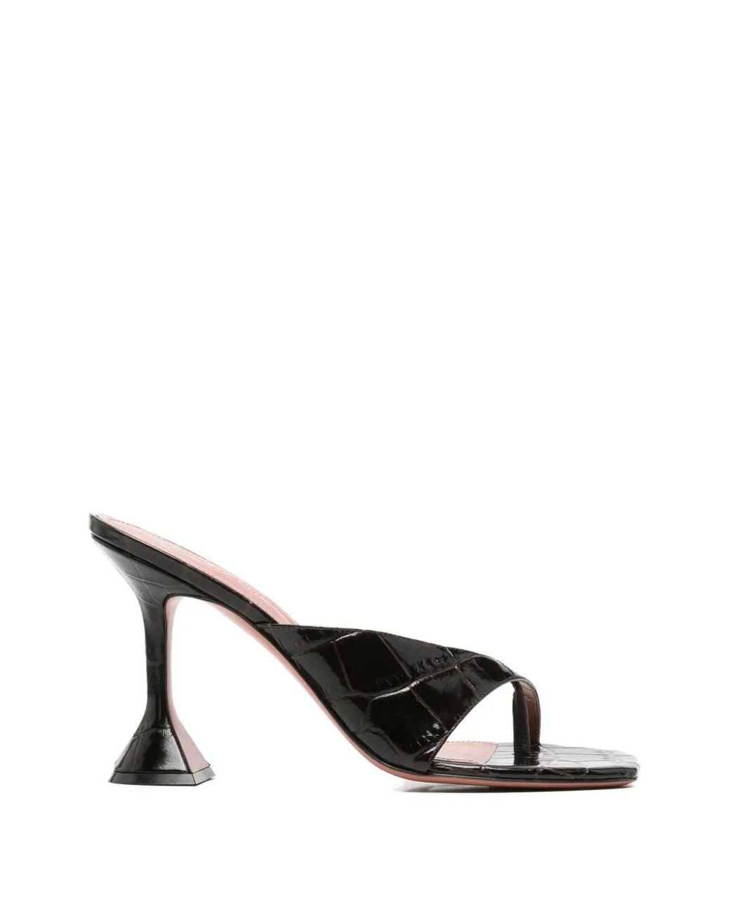 AMINA MUADDI Black Shiona Croc-Effect Sandals