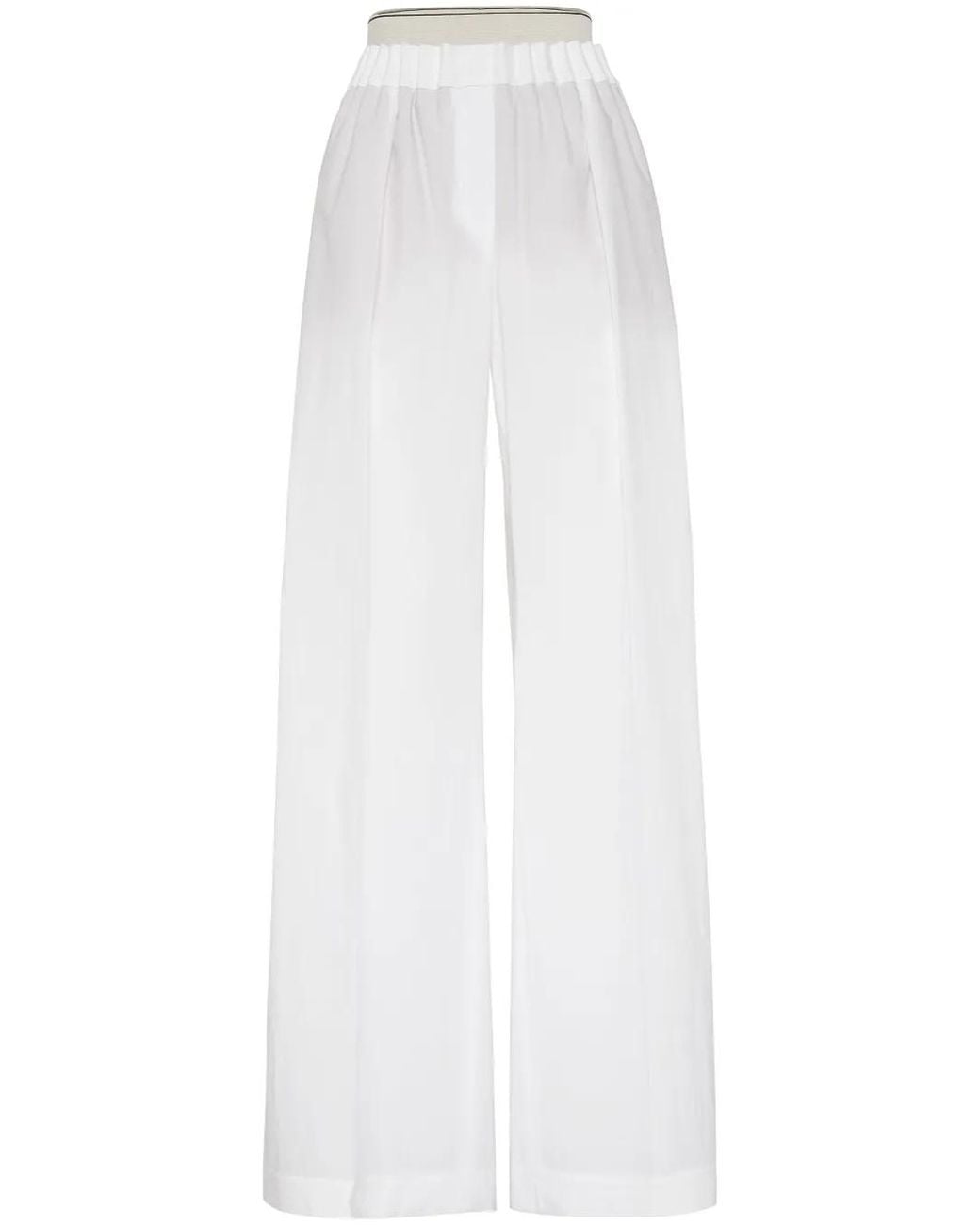 Brunello Cucinelli White High-Waist Palazzo Pants