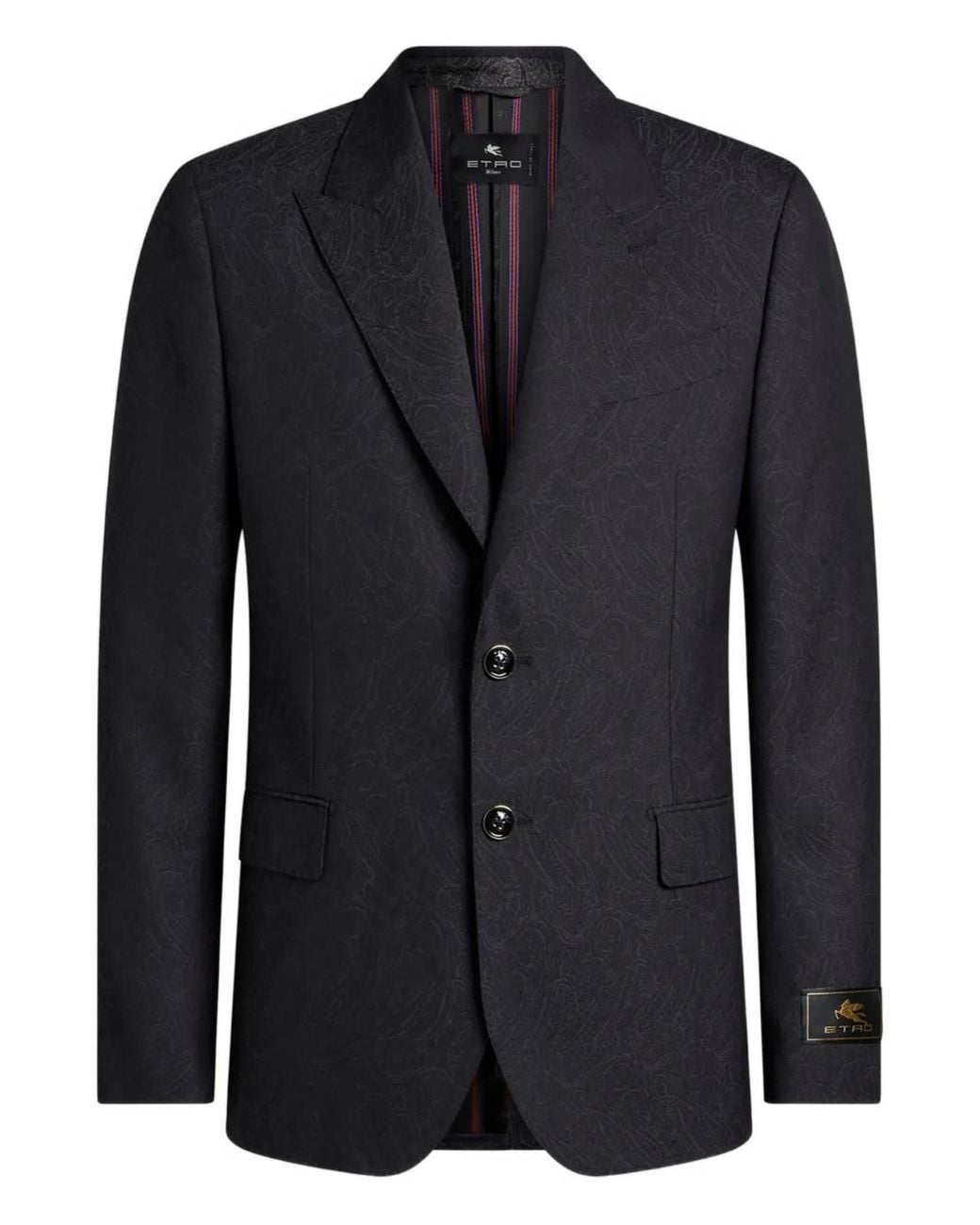 Etro Black Jacquard Paisley Single-Breasted Jacket for men