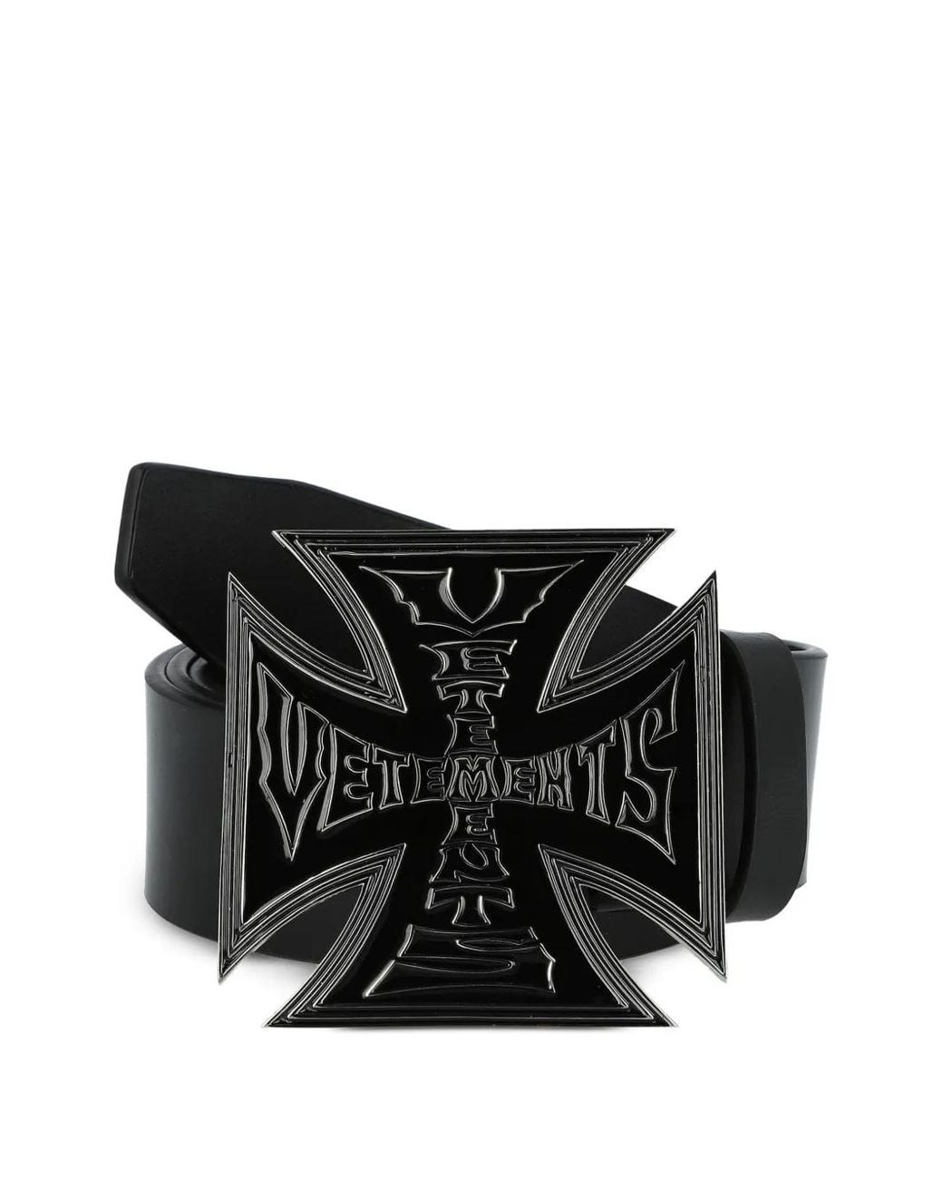 Vetements Black Cross-Logo Belt for men