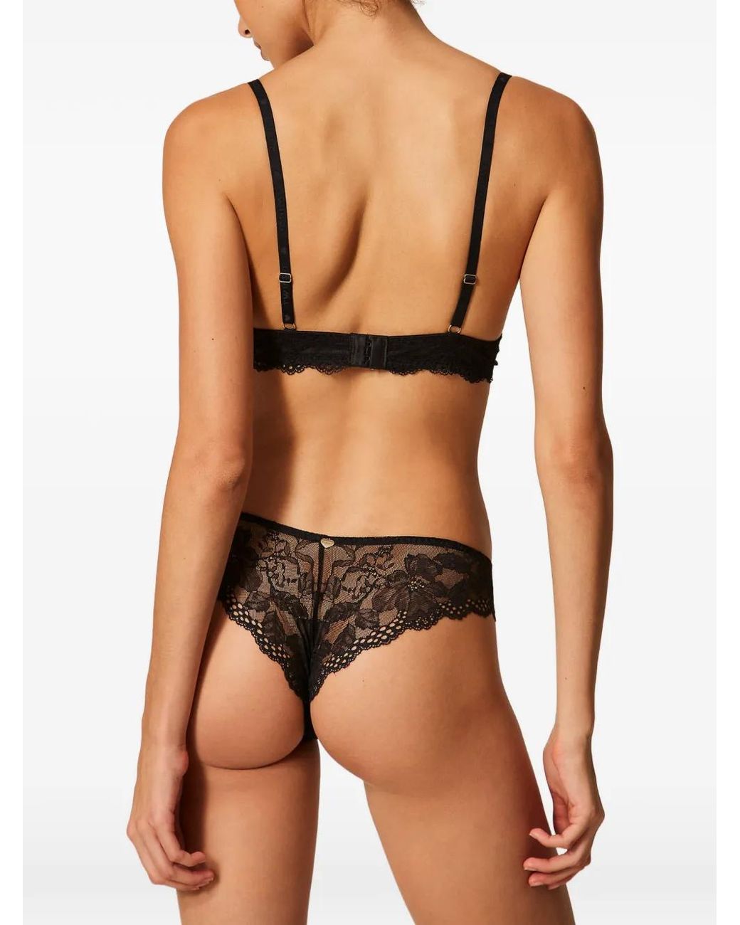 Twinset Black Soutien-Gorge Orné De Dentelle