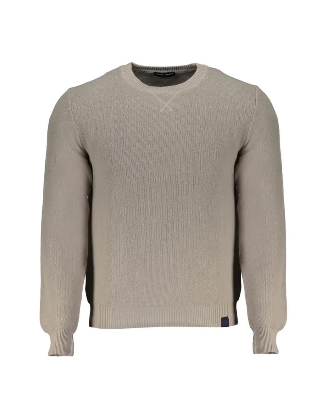 North Sails Gray Textured-Knit Crew-Neck Cotton Sweater for men